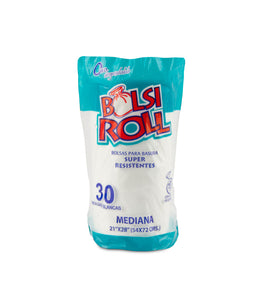 BOLSAS PLASTICAS BOLSI ROLL MEDIANA 21"x 28" x 1.25, 30 LITROS -PAQ. 30 UND